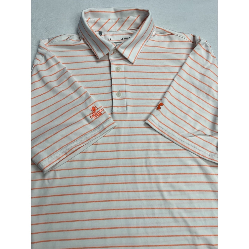 Under Armour Men's Matchplay Stripe Orange Polo Size Large